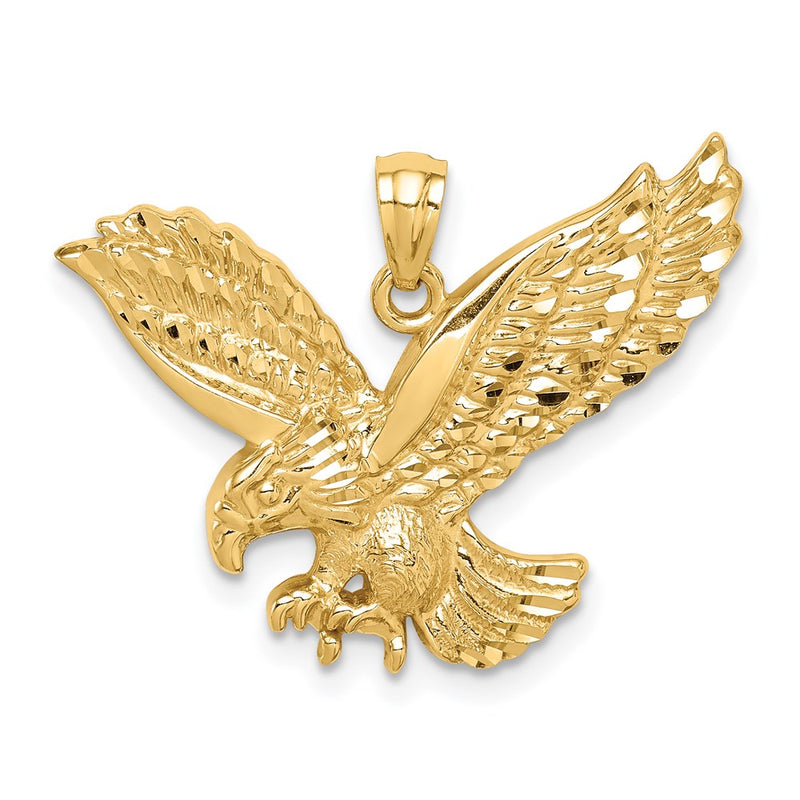 14k Yellow Gold Diamond-cut Eagle Pendant