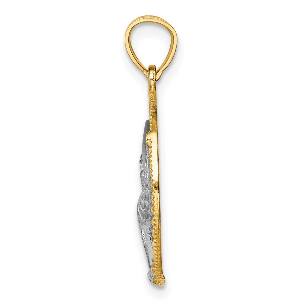 14k Yellow & Rhodium Gold w/Rhodium Eagle Pendant