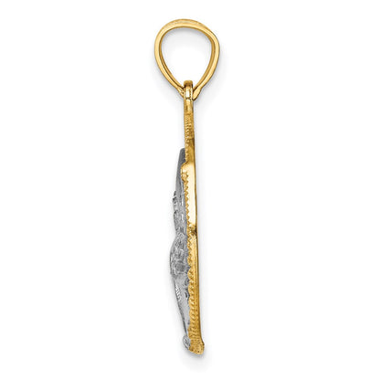 14k Yellow & Rhodium Gold w/Rhodium Eagle Pendant