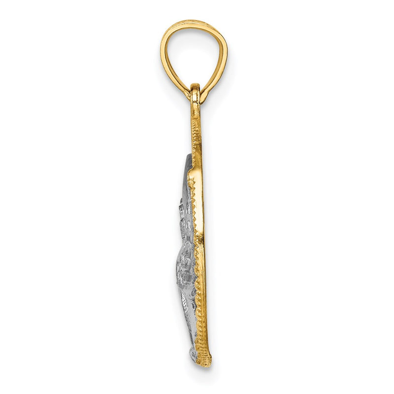 14k Yellow & Rhodium Gold w/Rhodium Eagle Pendant