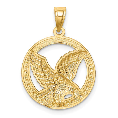 14k Yellow & Rhodium Gold w/Rhodium Eagle Pendant