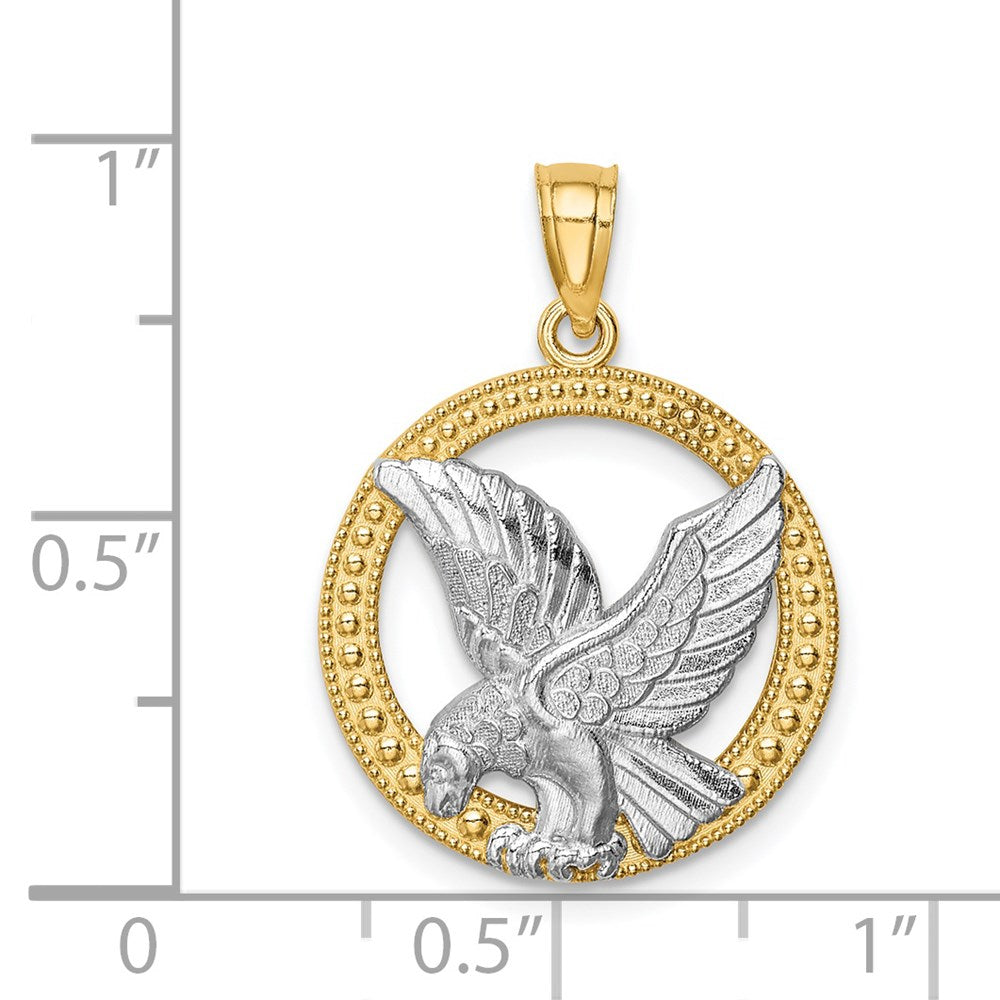 14k Yellow & Rhodium Gold w/Rhodium Eagle Pendant