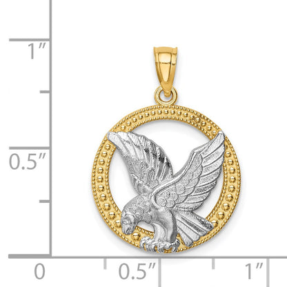 14k Yellow & Rhodium Gold w/Rhodium Eagle Pendant