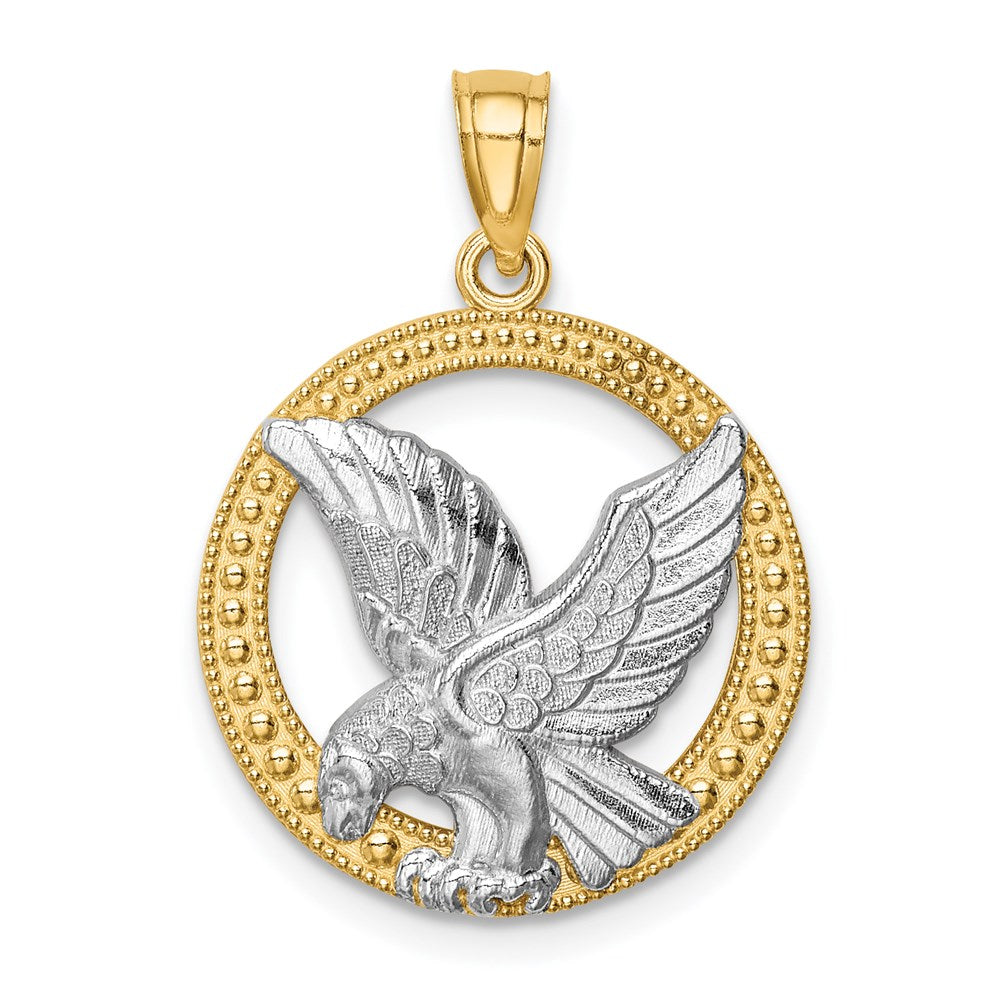 14k Yellow & Rhodium Gold w/Rhodium Eagle Pendant