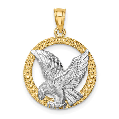 14k Yellow & Rhodium Gold w/Rhodium Eagle Pendant