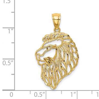 14k Yellow Gold Diamond-Cut Lion Profile Pendant