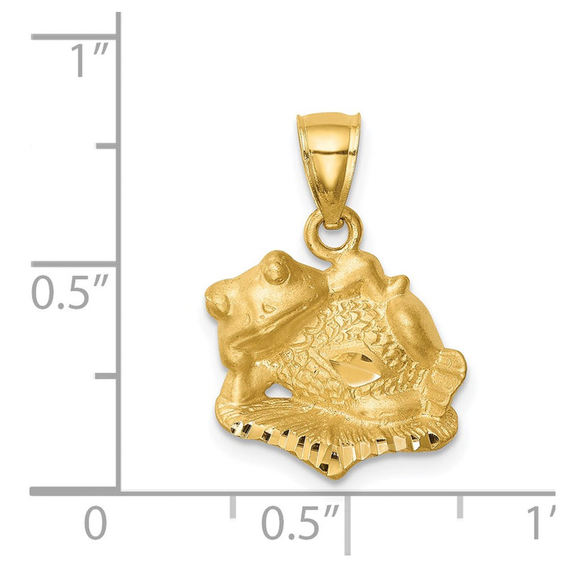 14k Yellow Gold D/C Frog Pendant