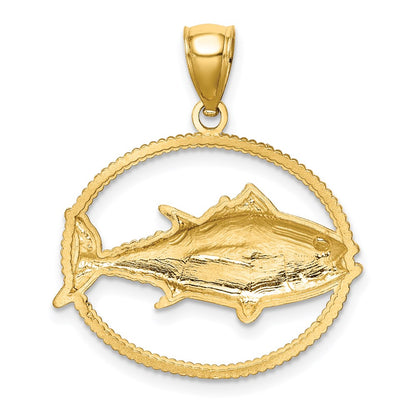 14k Yellow Gold Framed D/C Tuna fish Pendant