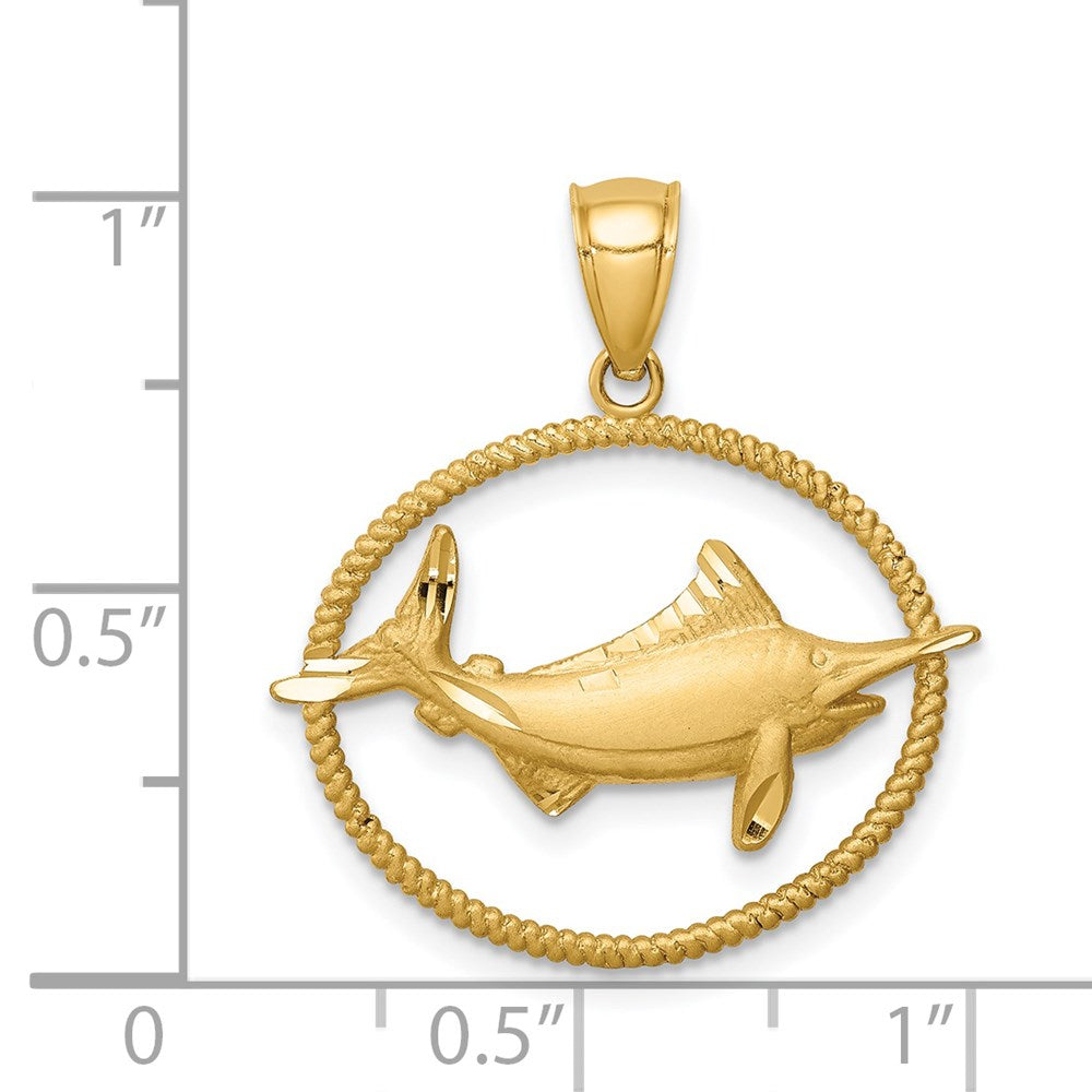 14k Yellow Gold Framed D/C Sailfish Pendant
