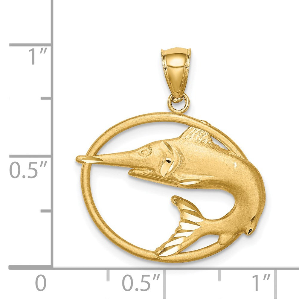 14k Yellow Gold Framed D/C Marlin