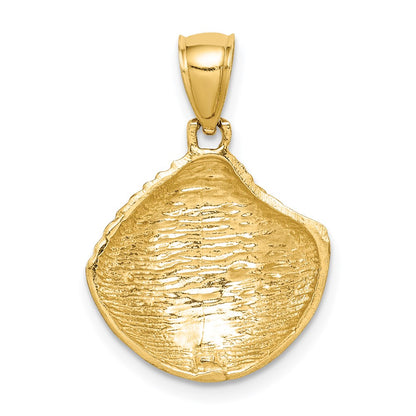 14k Yellow Gold D/C Shell Pendant