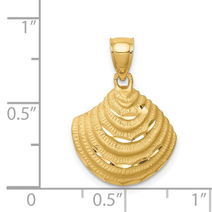 14k Yellow Gold D/C Shell Pendant