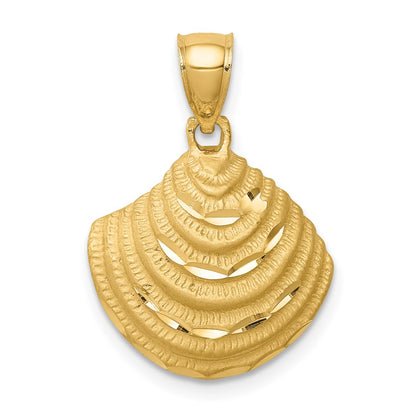 14k Yellow Gold D/C Shell Pendant