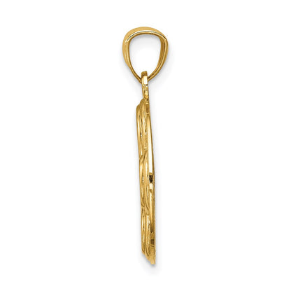 14k Yellow Gold Dog Paw Medal Pendant