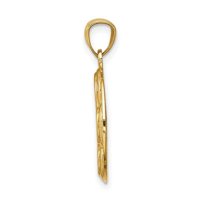 14k Yellow Gold Dog Paw Medal Pendant
