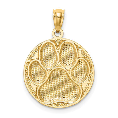 14k Yellow Gold Dog Paw Medal Pendant