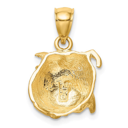 14k Yellow Gold Diamond-cut Dog Face Pendant