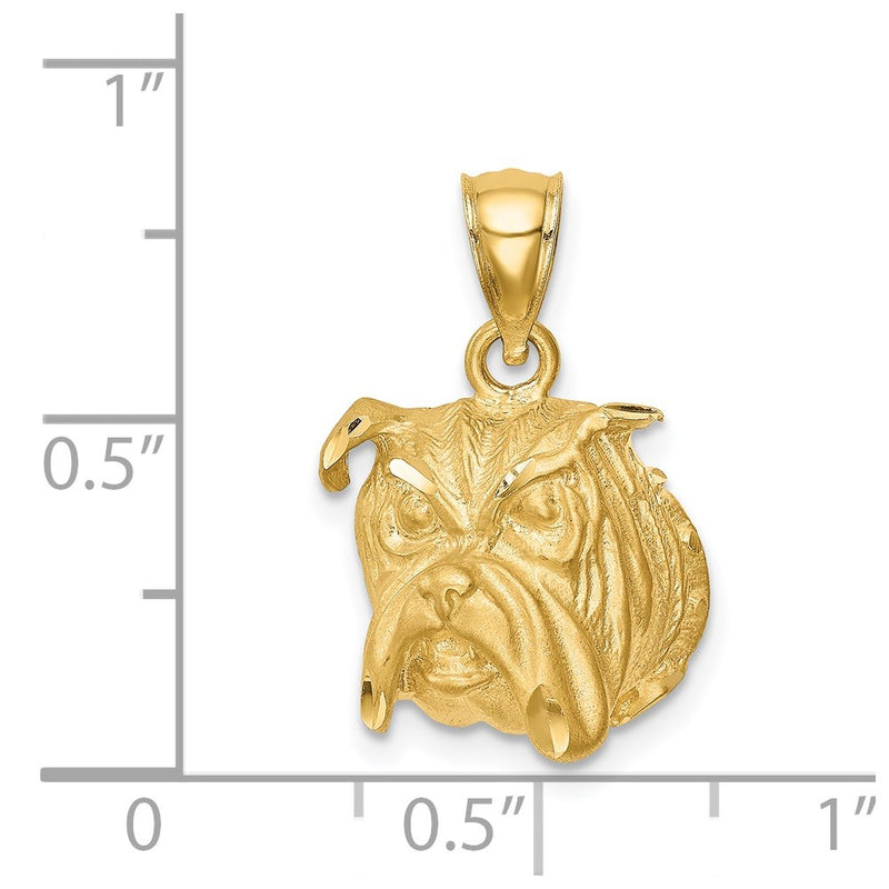 14k Yellow Gold Diamond-cut Dog Face Pendant