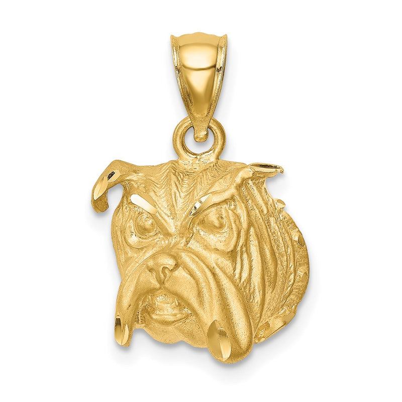 14k Yellow Gold Diamond-cut Dog Face Pendant