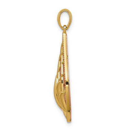 14k Two-tone Gold Lotus Flower Charm