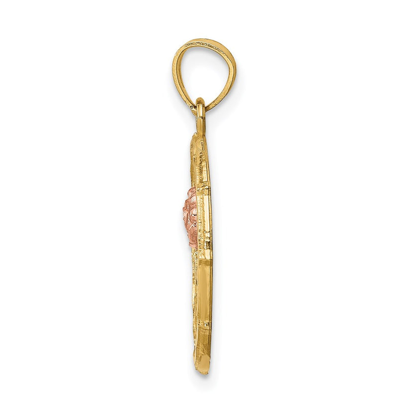 14k Two-tone Gold w/White Rhodium Fancy Rose Pendant
