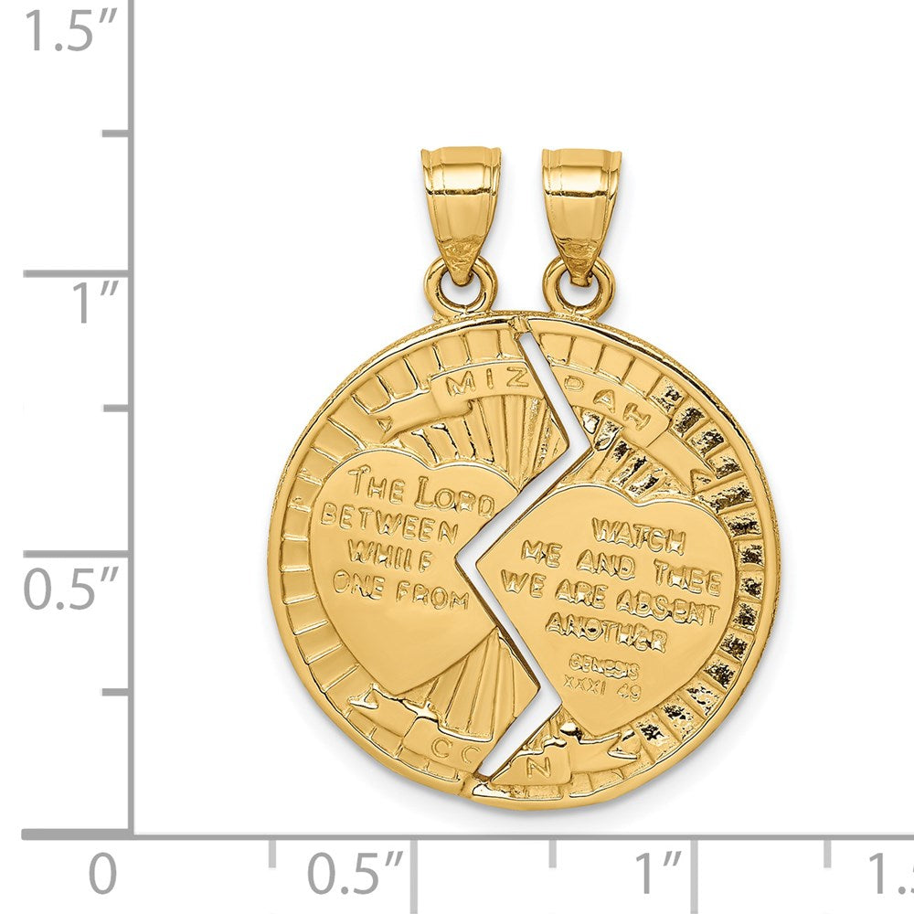 14k Yellow Gold Break-apart Mizpah Pendant