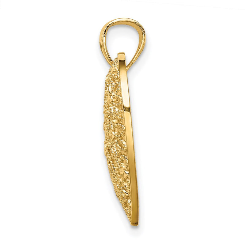 14k Yellow Gold Polished Floral Heart Pendant