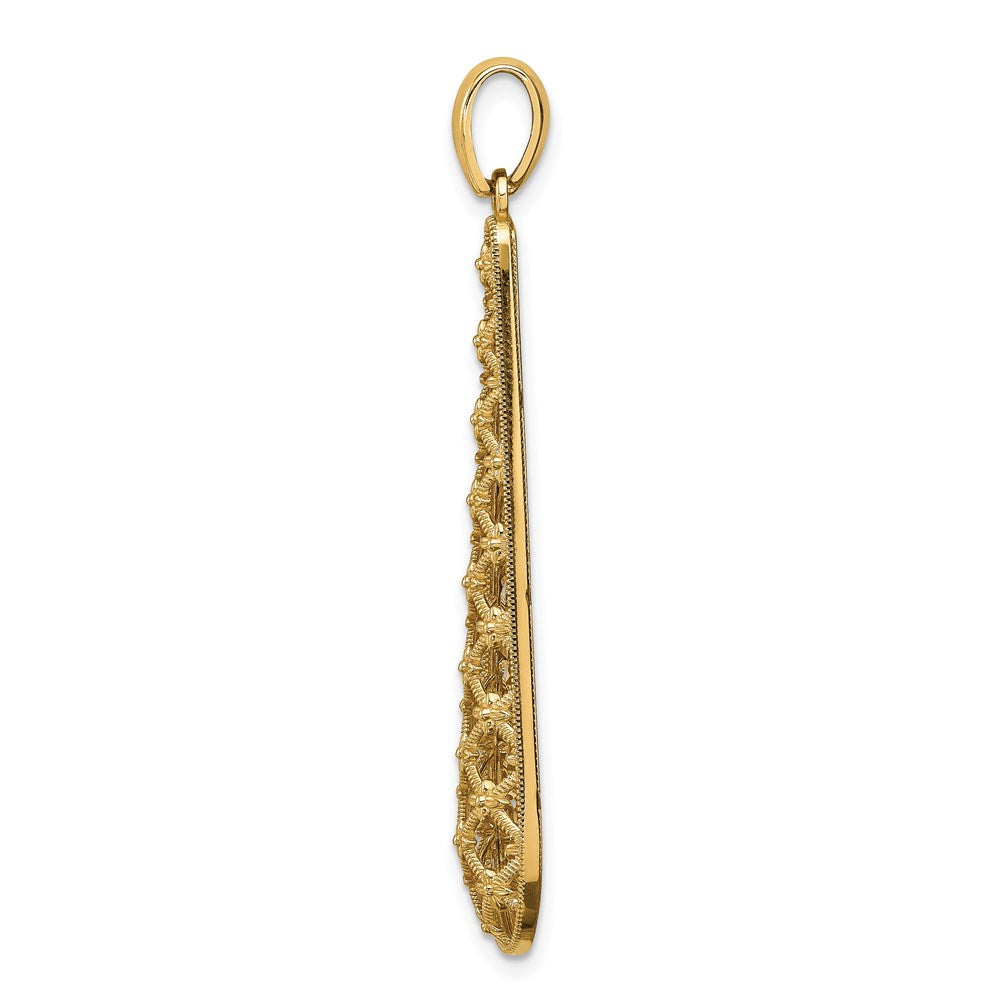 14k Yellow Gold Elongated Diamond-cut Charm