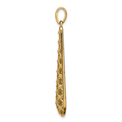 14k Yellow Gold Elongated Diamond-cut Charm
