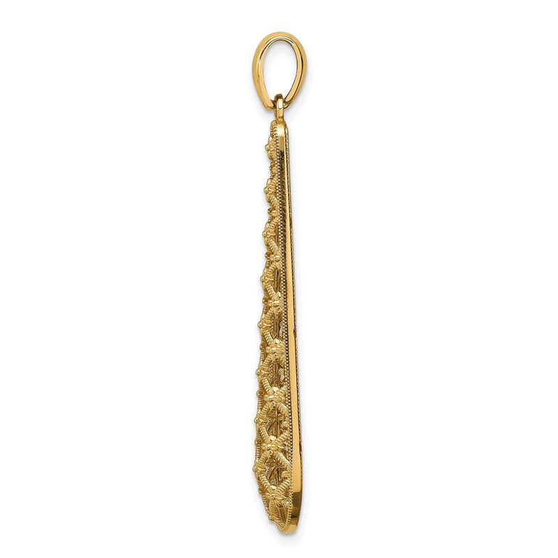 14k Yellow Gold Elongated Diamond-cut Charm