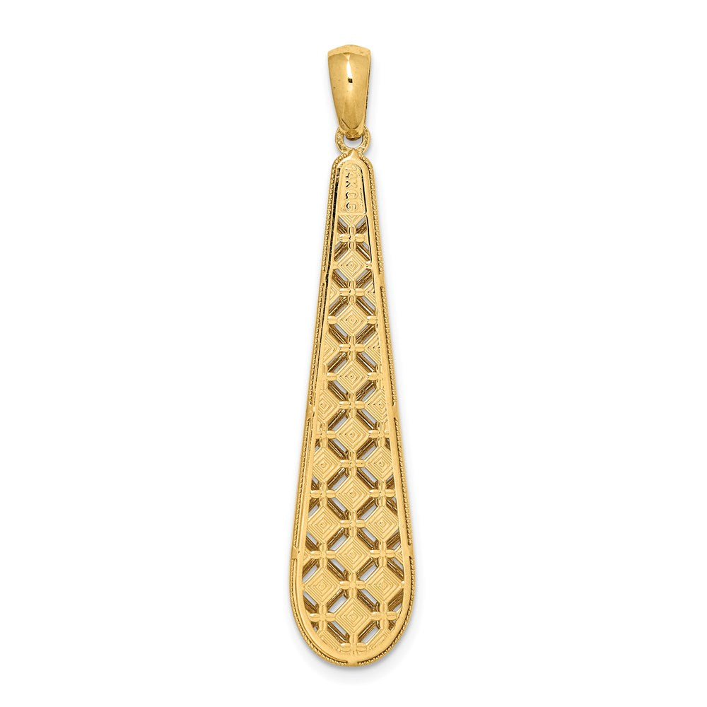 14k Yellow Gold Elongated Diamond-cut Charm