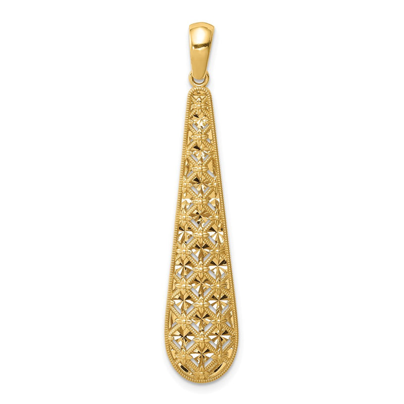 14k Yellow Gold Elongated Diamond-cut Charm