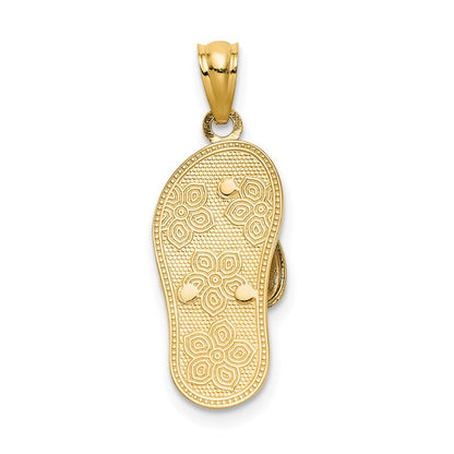 14k Tri-Color Gold Plumeria Sandal Pendant