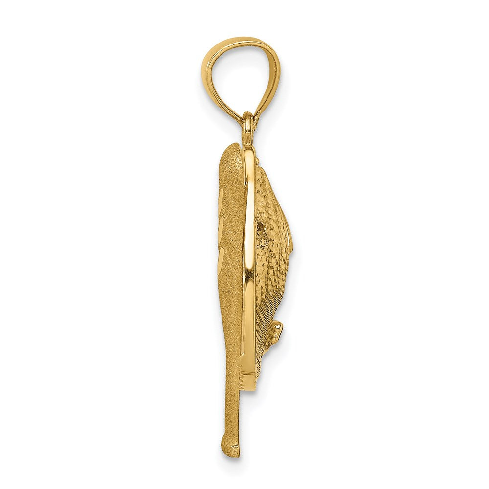 14k Yellow & Rhodium Gold D/C White Rhodium Baseball Bat Glove Ball Pendant