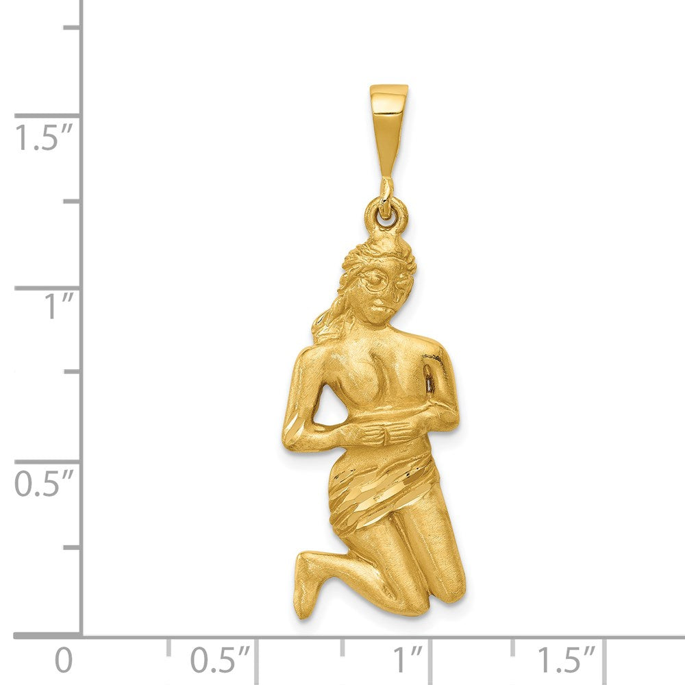 14k Yellow Gold Satin Diamond-cut Virgo Zodiac Charm