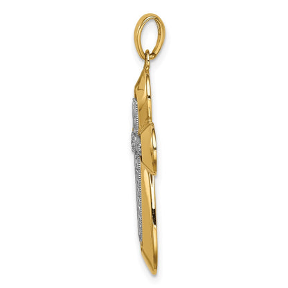 14k Two-tone Gold Two-tone Gold Diamond Polished D/C Cross Pendant