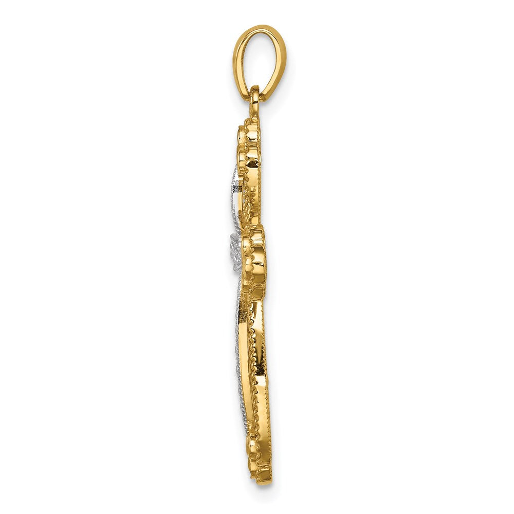 14k Yellow & Rhodium Gold w/White Rhodium D/C Cross Pendant