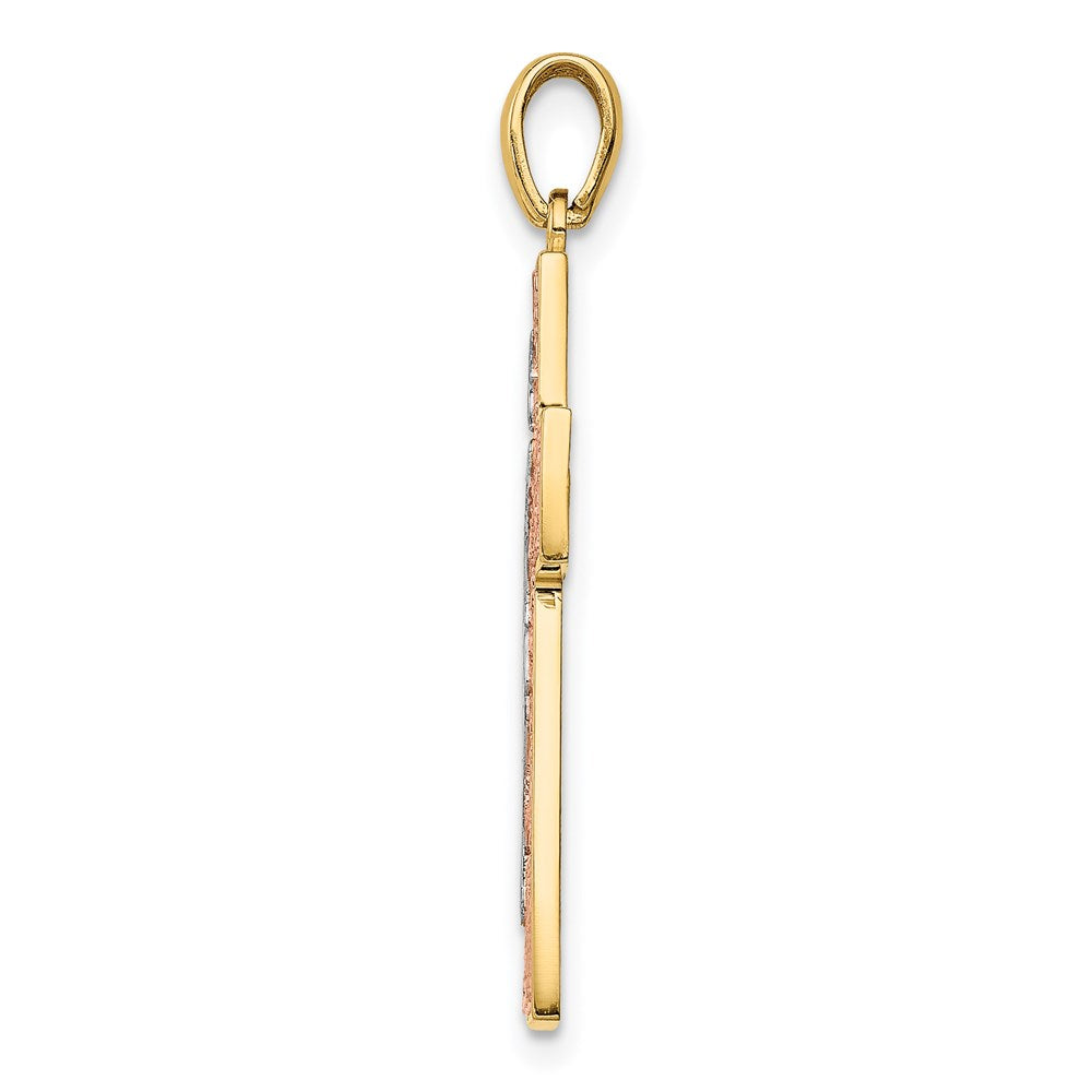 14k Two-tone Gold Two-tone Gold w/White Rhodium Crucifix Pendant
