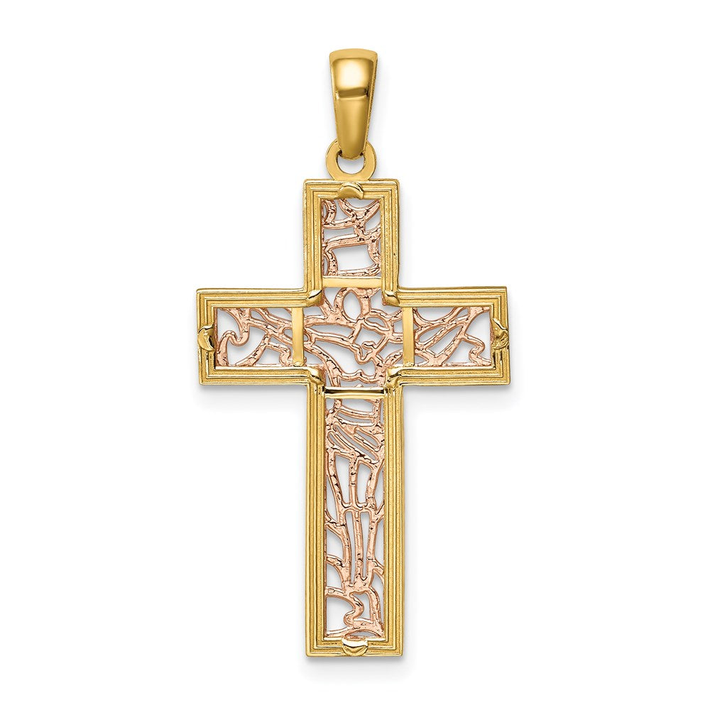 14k Two-tone Gold Two-tone Gold w/White Rhodium Crucifix Pendant