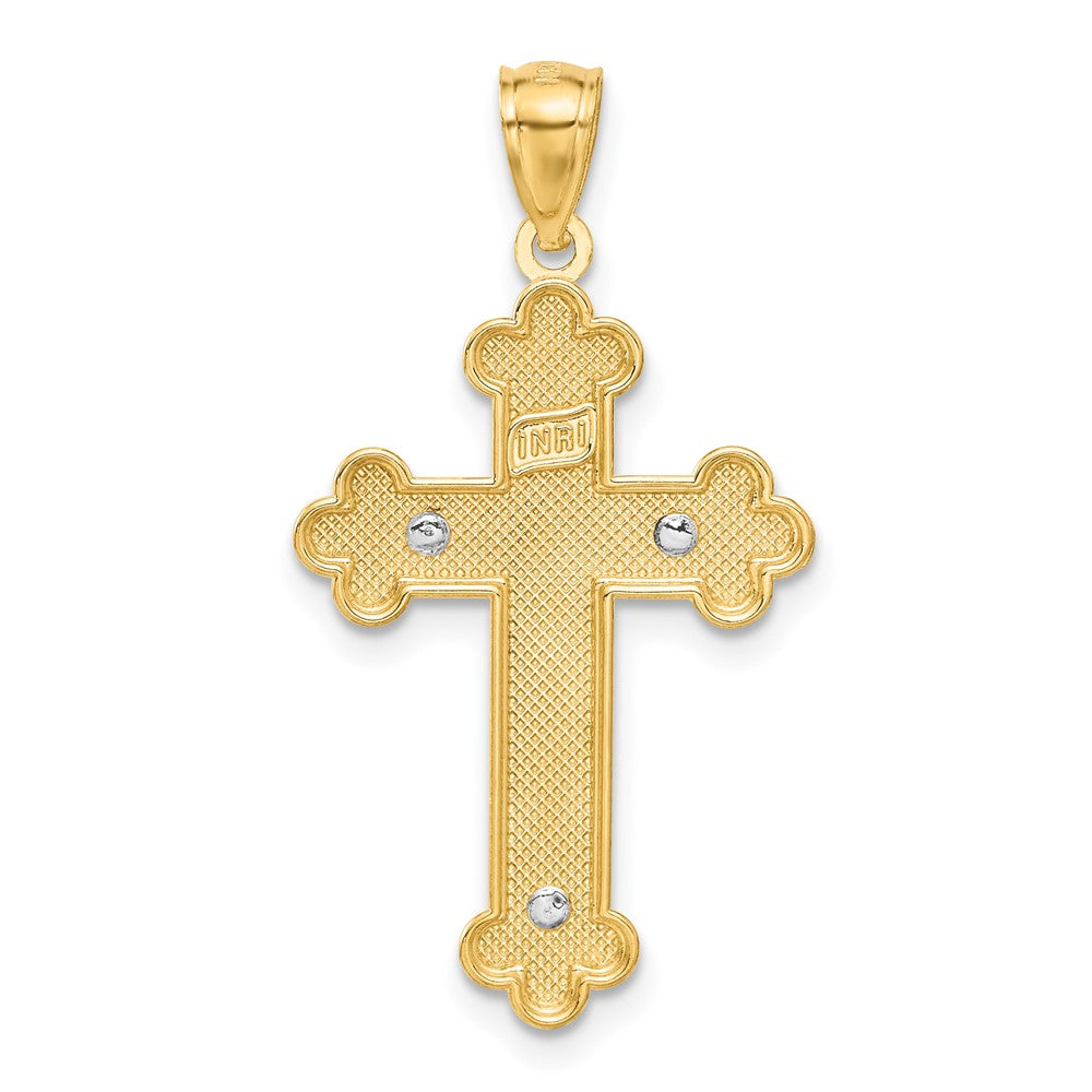 14k Two-tone Gold Two-tone Gold w/Rhodium Inri Budded Crucifix