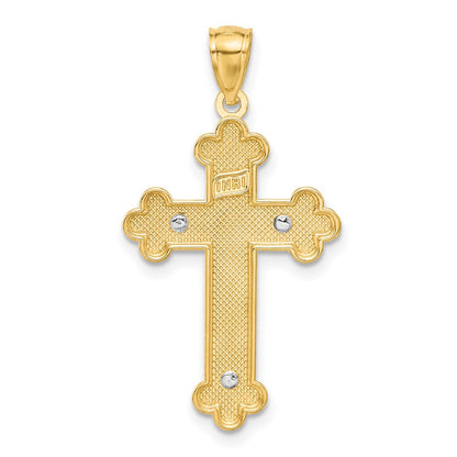 14k Two-tone Gold Two-tone Gold w/Rhodium Inri Budded Crucifix