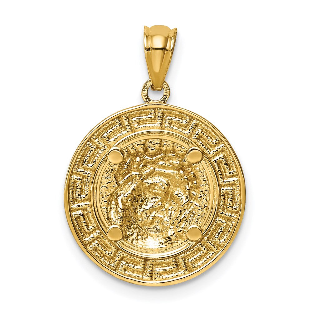 14k Yellow & Rhodium Gold w/White Rhodium Jesus Medal