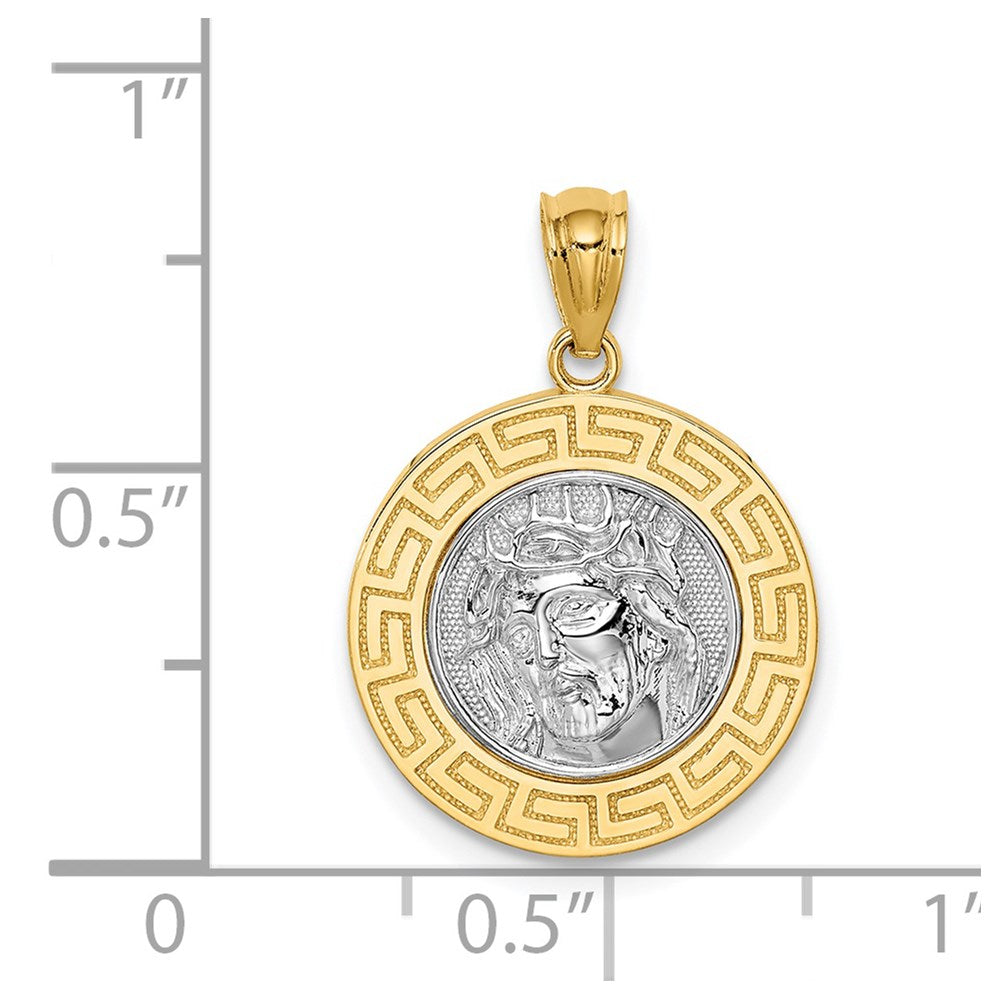 14k Yellow & Rhodium Gold w/White Rhodium Jesus Medal