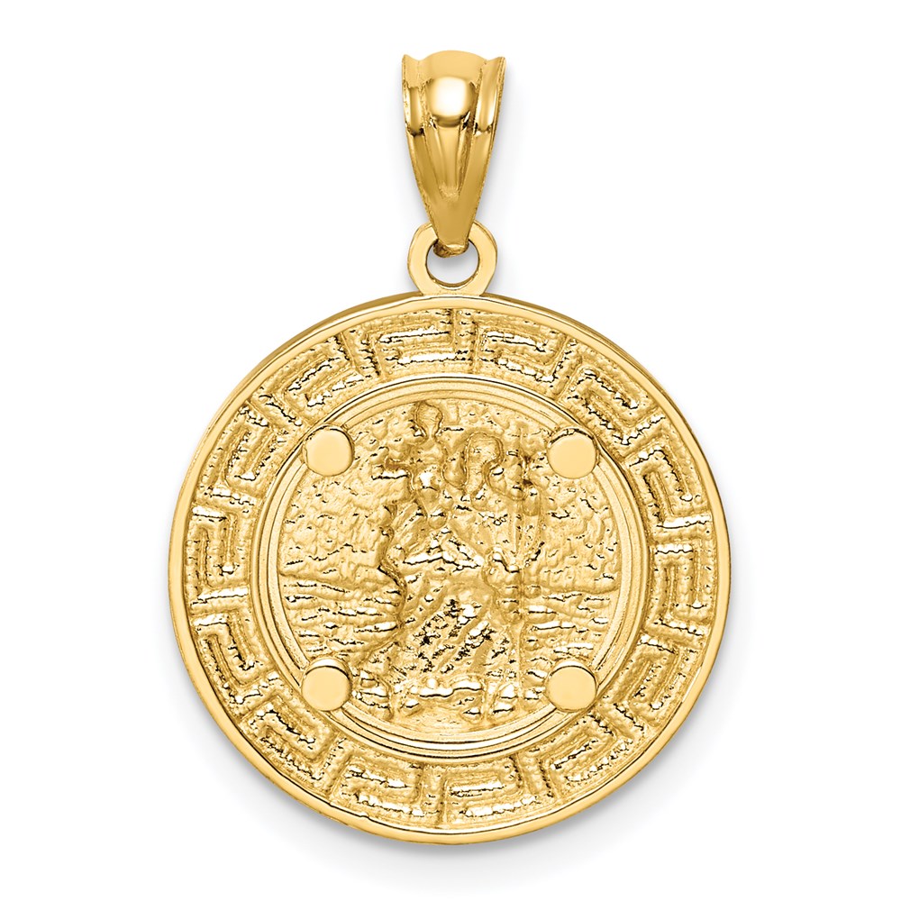 14k Yellow & Rhodium Gold w/ Rhodium St. Christopher Medal