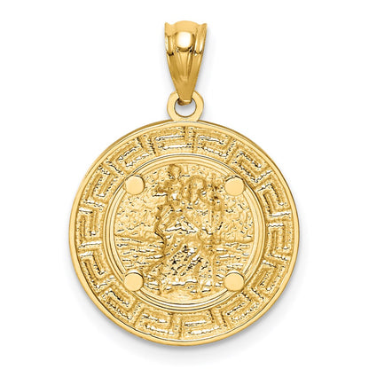 14k Yellow & Rhodium Gold w/ Rhodium St. Christopher Medal