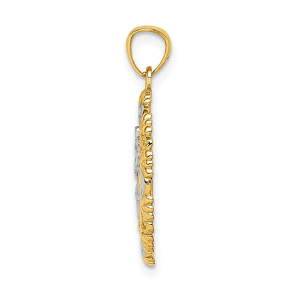 14k Yellow & Rhodium Gold w/ Rhodium St. Christopher Medal