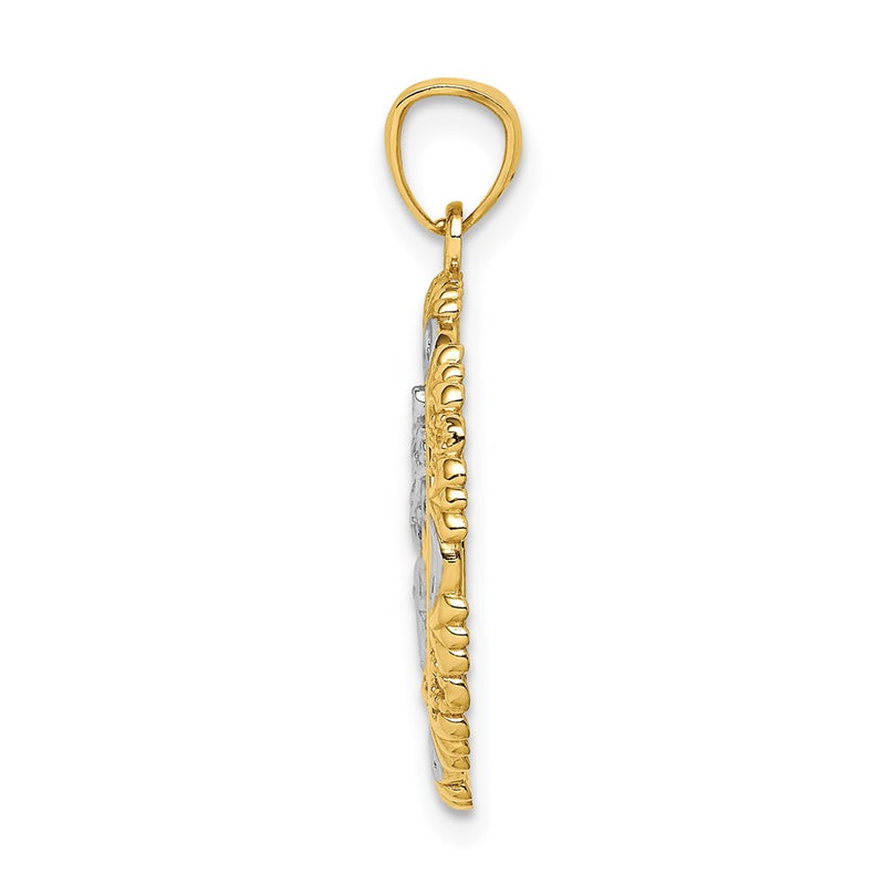 14k Yellow & Rhodium Gold w/ Rhodium St. Christopher Medal