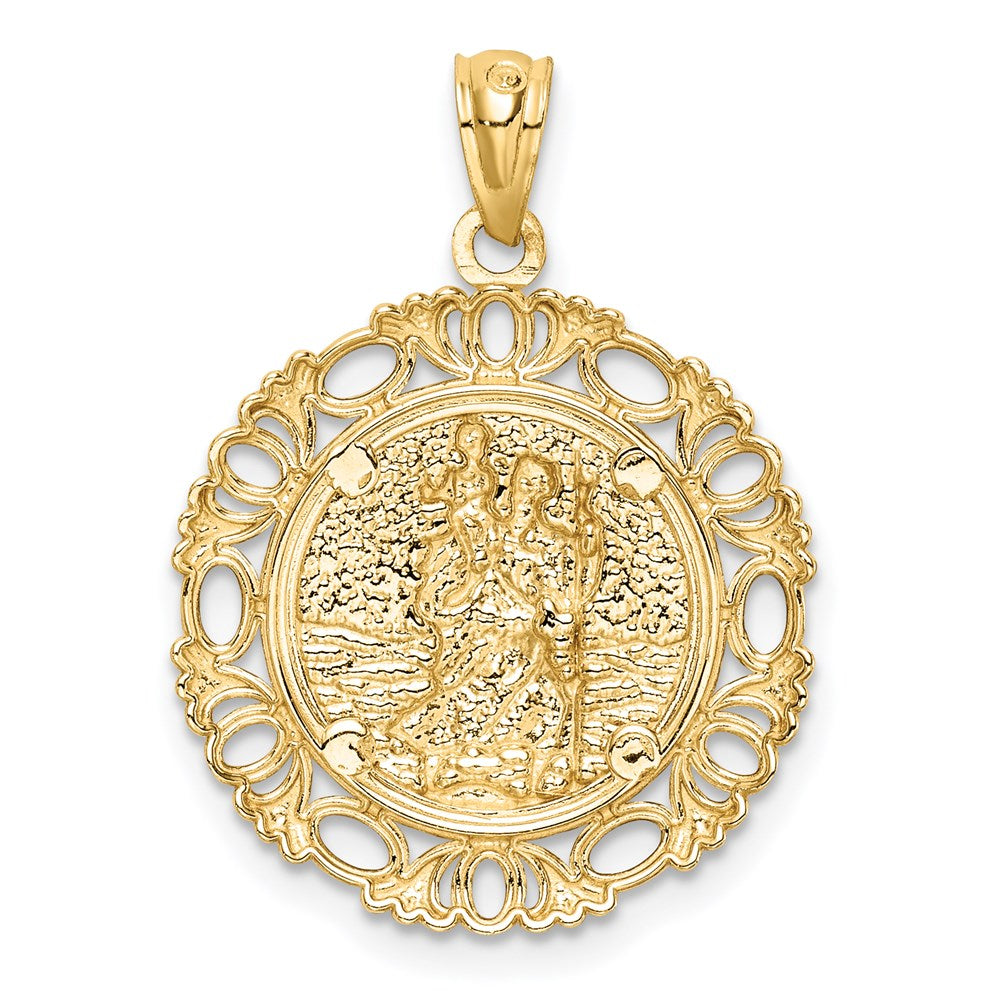 14k Yellow & Rhodium Gold w/ Rhodium St. Christopher Medal