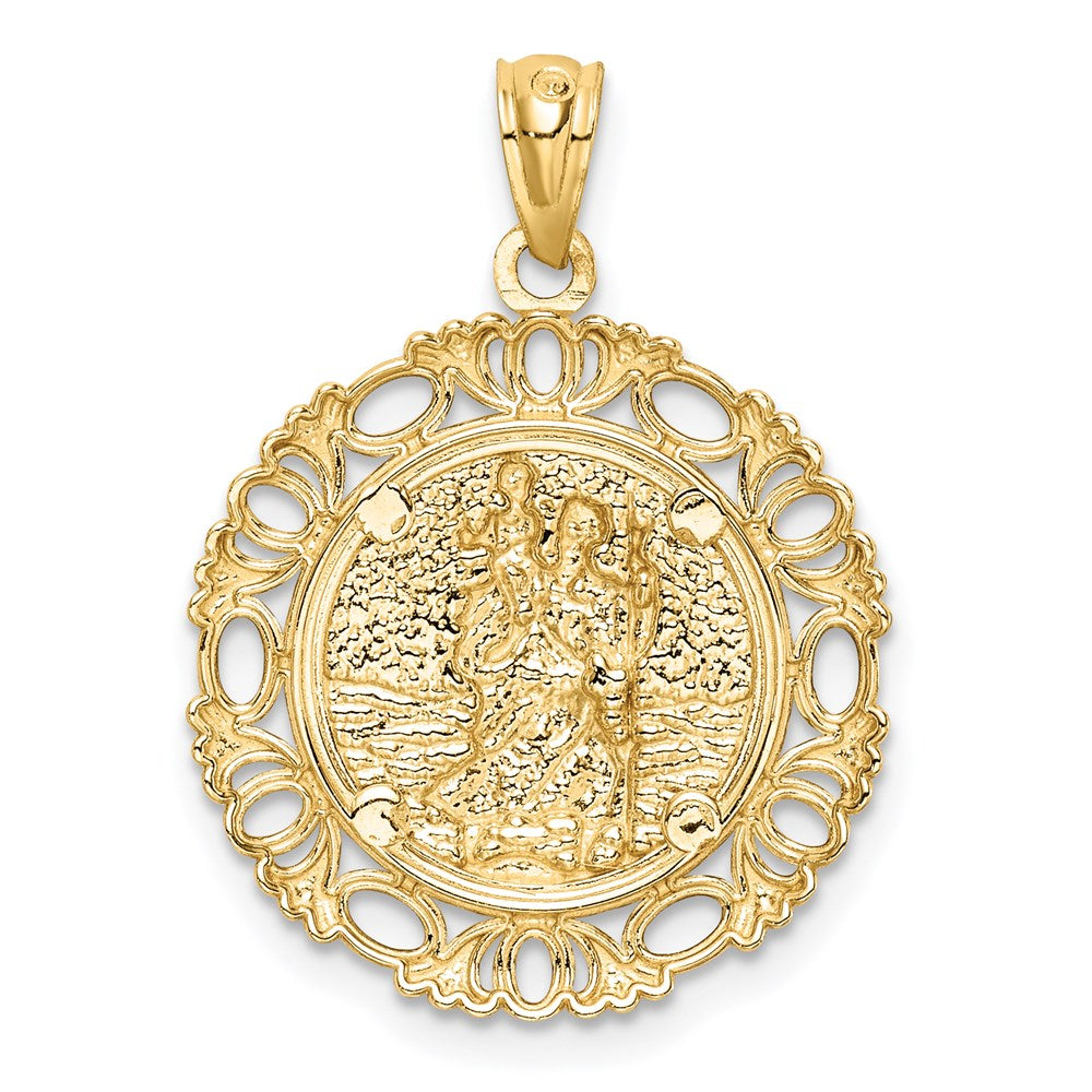 14k Yellow & Rhodium Gold w/ Rhodium St. Christopher Medal