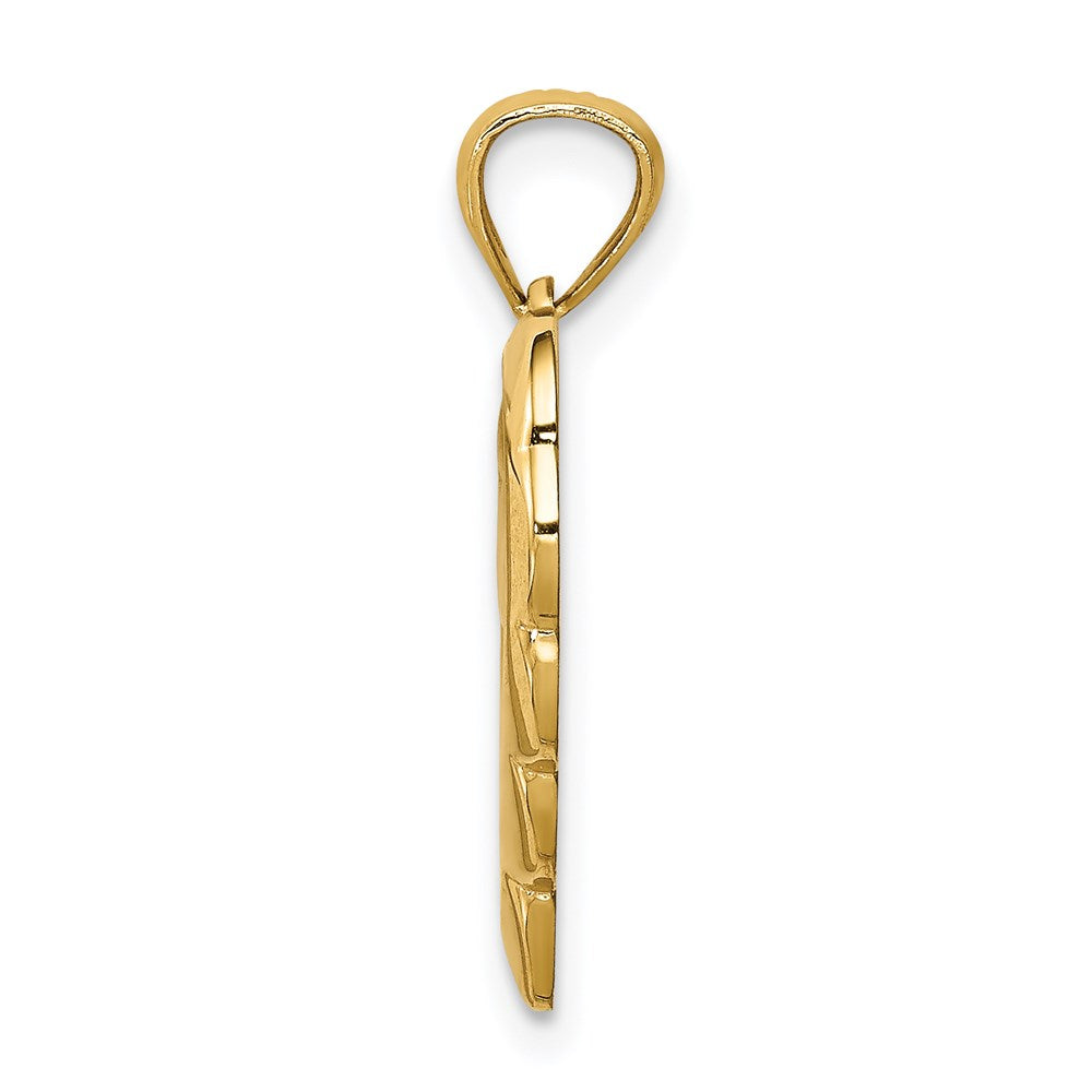 14k Yellow Gold Angel in Heart Pendant
